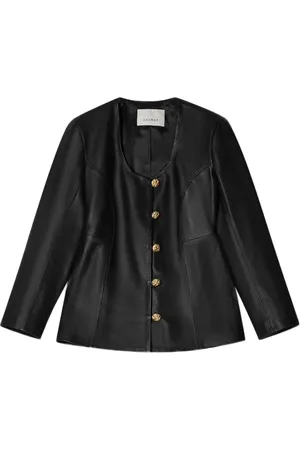 Dagmar Scoop-neck leather jacket