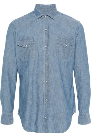 ELEVENTY Chambray press-stud shirt