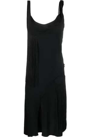 Victoria Beckham Asymmetric fringed slip dress