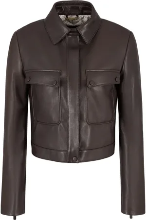 Giorgio Armani Spread-collar zip-up leather jacket