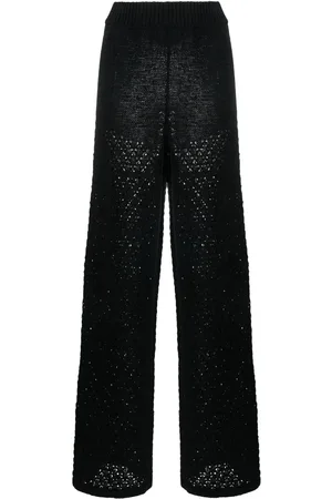ROTATE Loose-knit high-waisted trousers