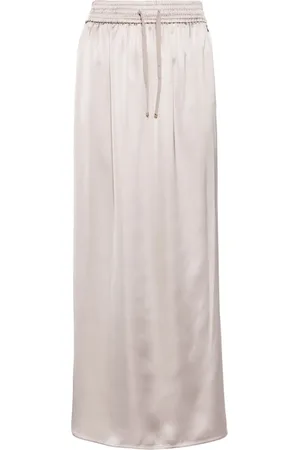 HERNO Drawstring-waist satin midi skirt