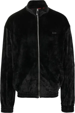 GCDS Logo-embroidered velvet bomber jacket