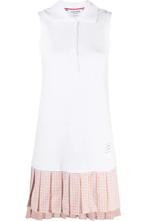 Thom Browne Pleated-panel polo dress