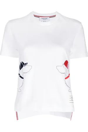 Thom Browne Dog-embroidered cotton T-shirt