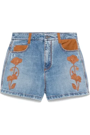 ERMANNO SCERVINO Floral-detail denim shorts