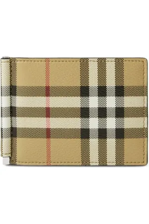 Burberry Checked bi-fold clip wallet