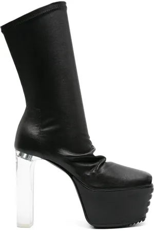 Rick Owens Peep-toe leather mid-calf boots