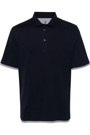 Brunello Cucinelli Layered-trim jersey polo shirt