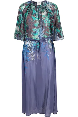 FORTE FORTE Floral-print pleated midi dress