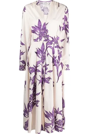 FORTE FORTE Floral-print pleated maxi shirtdress