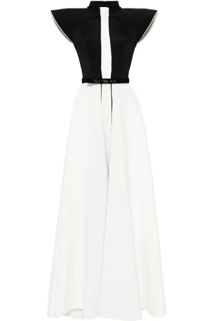 Saiid Kobeisy Cap-sleeve two-tone gown