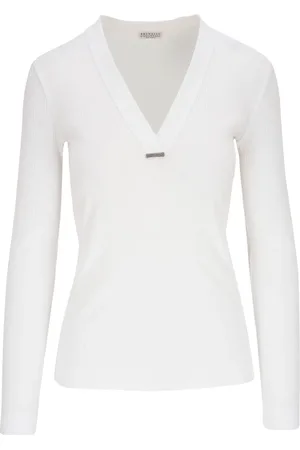 Brunello Cucinelli V-neck cotton knitted top