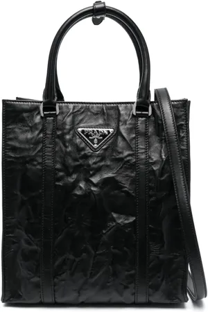 Prada Logo-plaque crinkle-effect tote bag