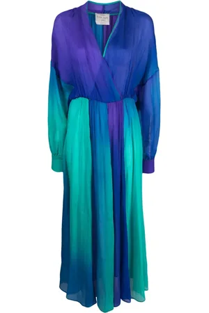 FORTE FORTE Colour-block pleated silk maxi dress