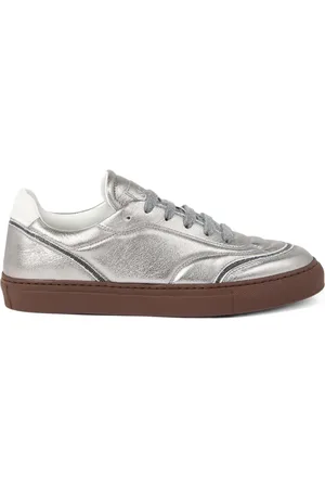 Brunello Cucinelli Lam??-effect leather sneakers