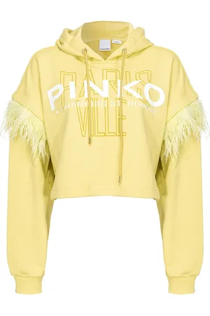 Pinko Feather-detail cropped hoodie