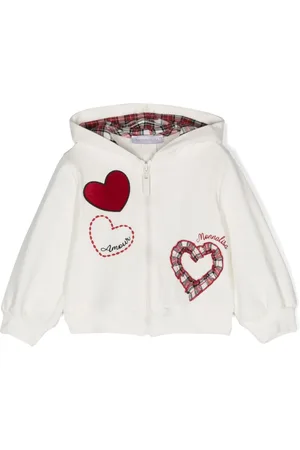 MONNALISA Logo-embroidered zip-up hoodie