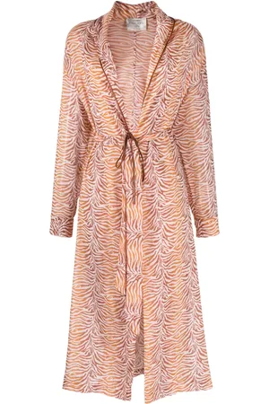 FORTE FORTE Belted tiger-print maxi coat
