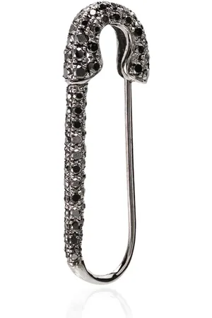Anita 18kt black gold safety pin diamond earring