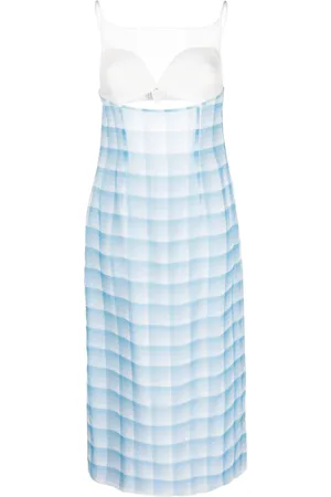 Juneyen Check-print panelled midi-dress