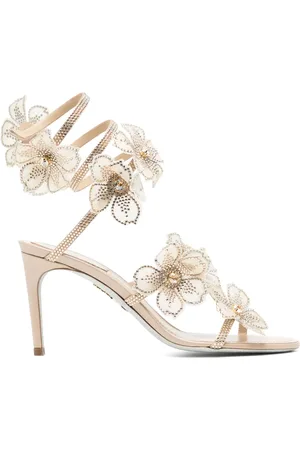 RENE CAOVILLA 80mm Peach Flower sandals