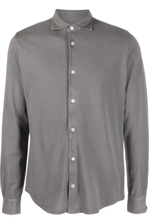 FEDELI Chambray spread-collar cotton shirt