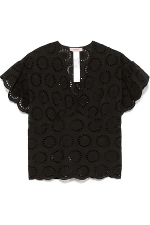 Twin-Set Broderie-anglaise cap-sleeve blouse