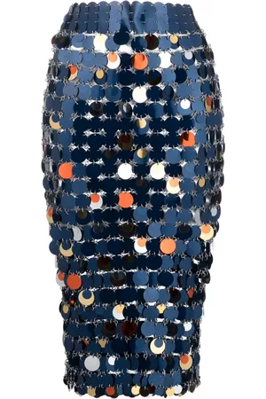 Paco rabanne Paillette-chainmail pencil midi skirt