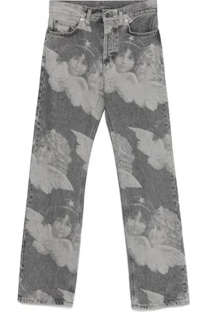 Fiorucci Angels-print straight-leg jeans