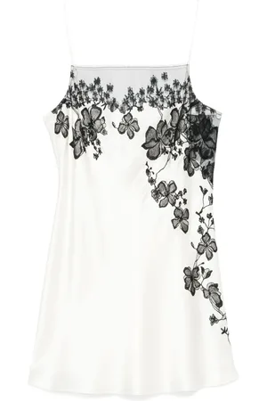 CARINE GILSON Lace-detail silk slip dress