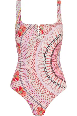 TEMPERLEY LONDON Pomegranate lace-up floral swimsuit