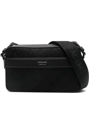 Salvatore Ferragamo Gancini-jacquard leather messenger bag