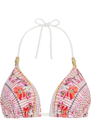 TEMPERLEY LONDON Pomegranate floral triangle bikini top