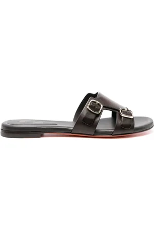santoni Double-buckle calf-leather sandals