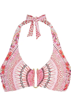 TEMPERLEY LONDON Pomegranate printed halterneck bikini top