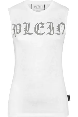 Philipp Plein Crystal-embellished logo-print tank top