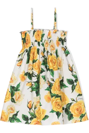 Dolce & Gabbana Floral-motif shirred flared dress