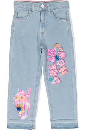 Billieblush Sequined-appliqu??s straight-leg jeans