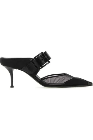 Alexander McQueen 65mm Punk buckled mesh mules