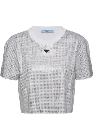 Prada Rhinestone-embellished jersey T-shirt