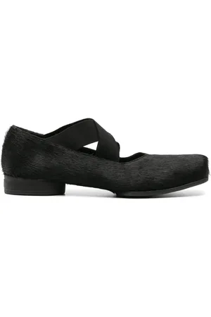 UMA WANG Brushed-effect leather ballerina shoes