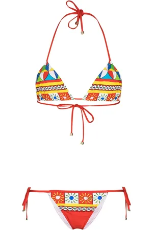 Dolce & Gabbana Carretto-print triangle bikini