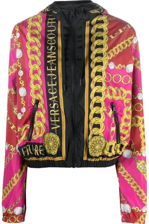 VERSACE V-Emblem chain windbreaker jacket