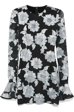 ROTATE Flower mesh mini dress