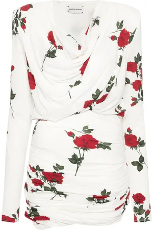 MAGDA BUTRYM Rose-print draped mini dress