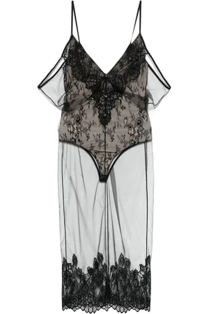 The Attico Tulle-overlay midi dress