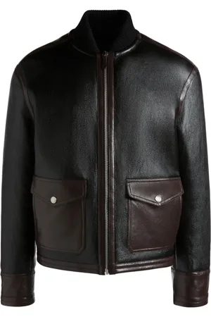 Bally Contrasting-trim leather bomber jacket
