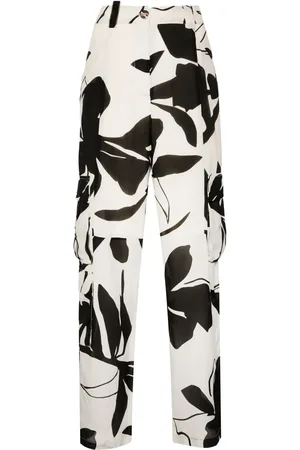 Liu Jo Abstract-print silk cargo trousers