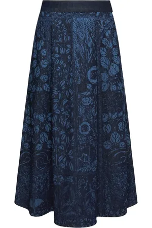 Elena Miro Floral-print denim skirt